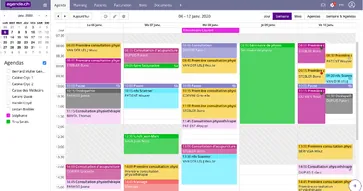 L'affichage de votre agenda est hautement personnalisable.
Des couleurs, marqueurs et symboles indiquent différentes prestations, et type d'action, tels que les rendez-vous pris en ligne.